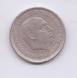 ESTADO ESPAÑOL (FRANCO) DEL AÑO 1957*63 DE 5 PESETAS 